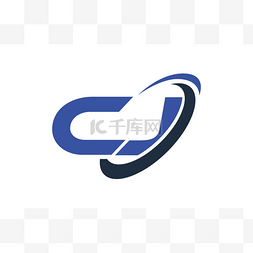 徽标logo图片_Cj 徽标旋风椭圆蓝色字母矢量概念