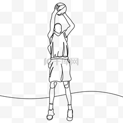 篮球线条画图片_艺术线条画篮球运动员投篮