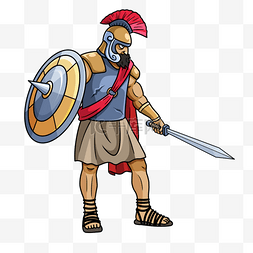 古罗马勇士红色卡通