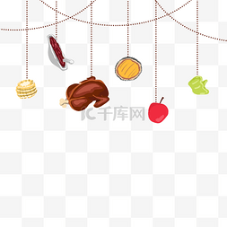 火鸡边框图片_感恩节食物树叶装饰边框