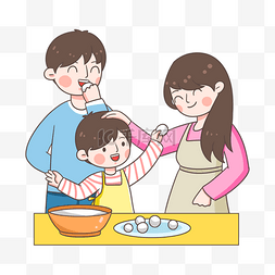 月见节日本家庭亲子插画