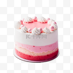白巧克甜点图片_一个粉色奶油蛋糕甜点