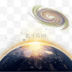 黄色星云图片_黄色光晕地球银河星空