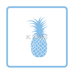 菠萝植物图片_菠萝图标。蓝色的框架设计. 