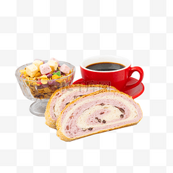 面包和咖啡图片_早餐美食蓝莓切片面包和咖啡