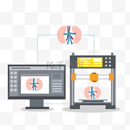 3d打印科技人体器官打印插画