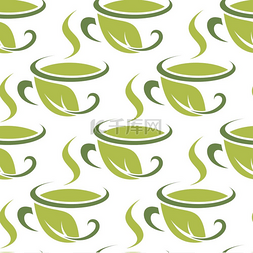热气腾腾的新鲜绿色凉茶，呈方形