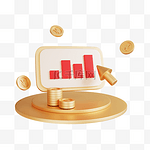 3D金融理财组合金币箭头分析图