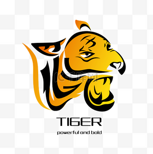 黄色简约老虎LOGO素材图片免费下载-千库网
