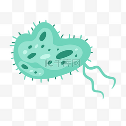 细菌分裂图片_绿色卡通可爱细菌微生物
