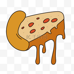 小清新贴标图片_披萨美食创意插画