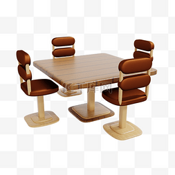 3DC4D立体方形餐桌餐椅