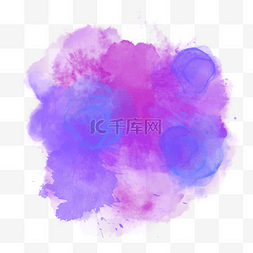 蓝紫色抽象涂鸦不规则形状水彩污