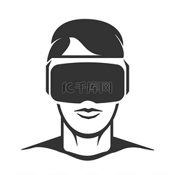虚拟现实头盔图片_虚拟现实人剪影。