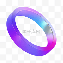 酸性圆环图片_紫色渐变C4D立体酸性几何圆环