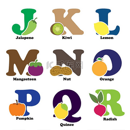 按字母顺序排列图片_从 J 到 R 按字母顺序排列的水果和