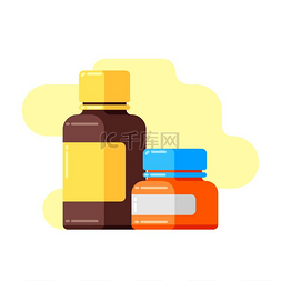 医学帮助图片_用药瓶和药丸设计。