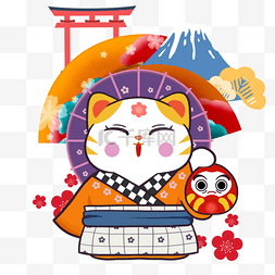 日本和服图片_扇子日本和服招财猫
