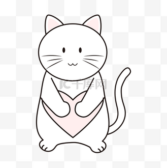 简单卡通猫图片素材_卡通简单爱心猫咪的样式
