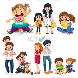 家庭成员的卡通图片_父母与孩子的家庭成员