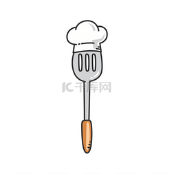 锅铲图标图片_锅铲厨房用具厨师帽餐厅主题标志