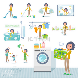 cleaning图片_一组与家务有关的中间妇女, 如清