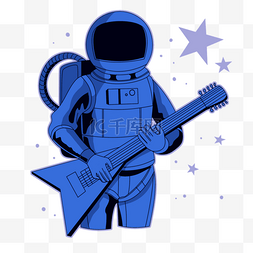 海报宇宙图片_宇航员玩吉他星星插画