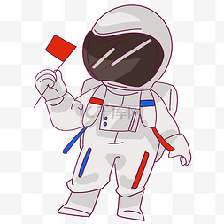 天空旗帜图片_拿小旗的宇航员