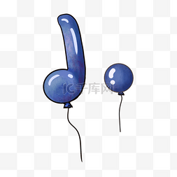 蓝色渐变圆形水彩音符气球