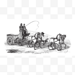 马车图片_由 4 匹马，绘制的 4 轮马车复古雕