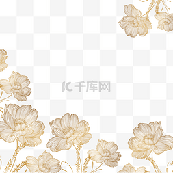 金色线稿几何花卉边框