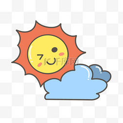 太阳彩色图片_躺在云朵上的可爱卡通太阳