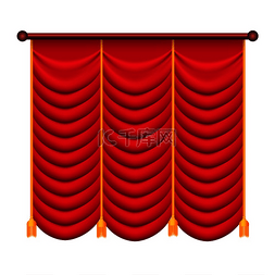 朱红色装饰图片_红色窗帘矢量图。