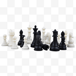 一组黑色白色国际象棋简洁棋子
