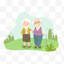 鬼魅的笑容图片_祖父母日老人快乐开心携手户外