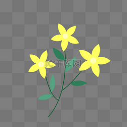 三朵黄色花瓣春天花朵