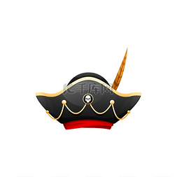 矢量海盗帽图片_加勒比海船长头戴隔离水手三角帽