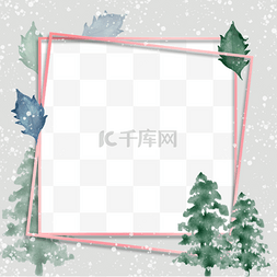 圣诞边框矢量图片_水彩树树叶圣诞冬季植物边框