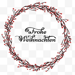 德国圣诞快乐刻字花环植物装饰