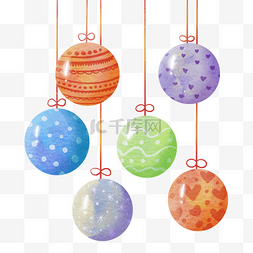 球类矢量图图片_水彩风格圣诞球装饰