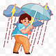 雷阵雨撑伞雨中行走