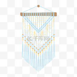 波西米亚编织网壁挂装饰蓝色
