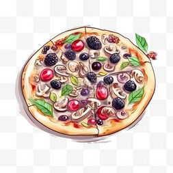 卡通手绘餐饮美食披萨
