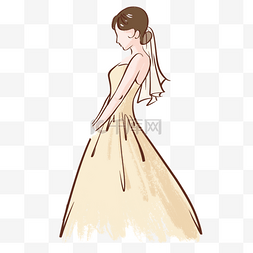 新娘淡黄婚纱婚礼水彩图案