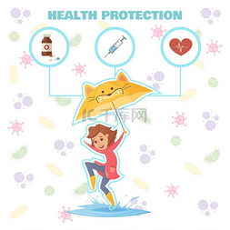 带伞的女孩图片_健康保护设计理念健康保护设计理