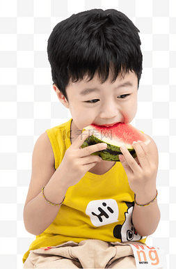 夏季男孩吃西瓜