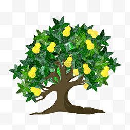 黄色梨子卡通水果树