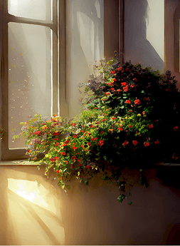 窗台的花丛