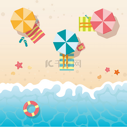 遮阳伞卡通图片_在遮阳伞下的海滩上晒日光浴的人