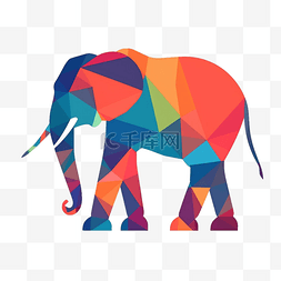大象的图片_扁平设计卡通元素大象
